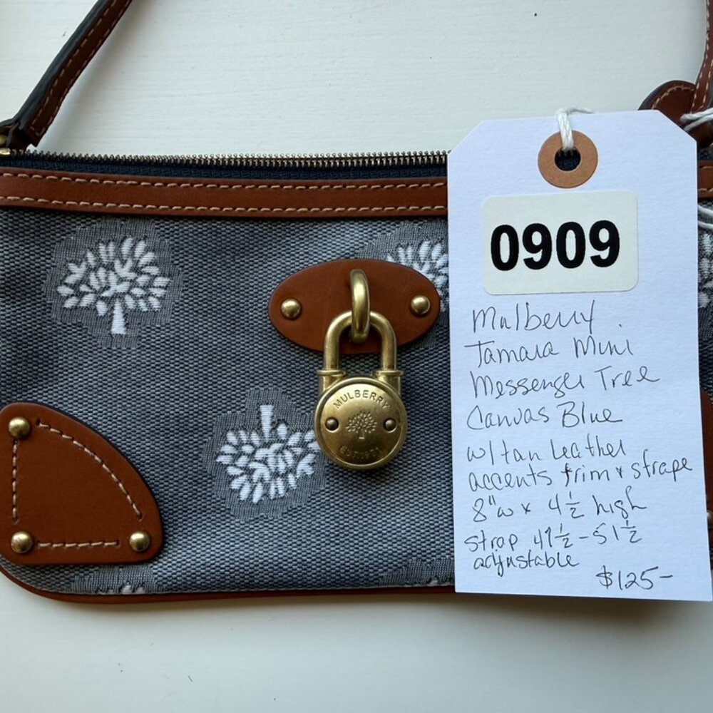 Mulberry Tamara Mini Messenger Bag with White Tree Canvas & Patent Brown Leather - Picture 6 of 7